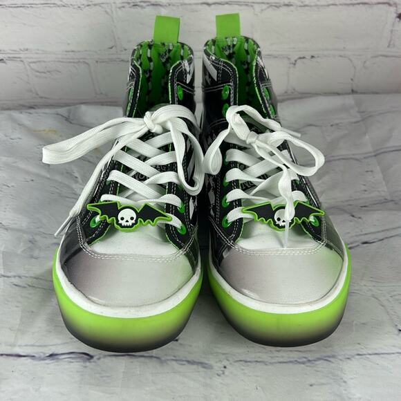 Beetlejuice High Top It’s Show Time Striped Neon Green Sneakers Women’s 7 - Picture 1 of 8